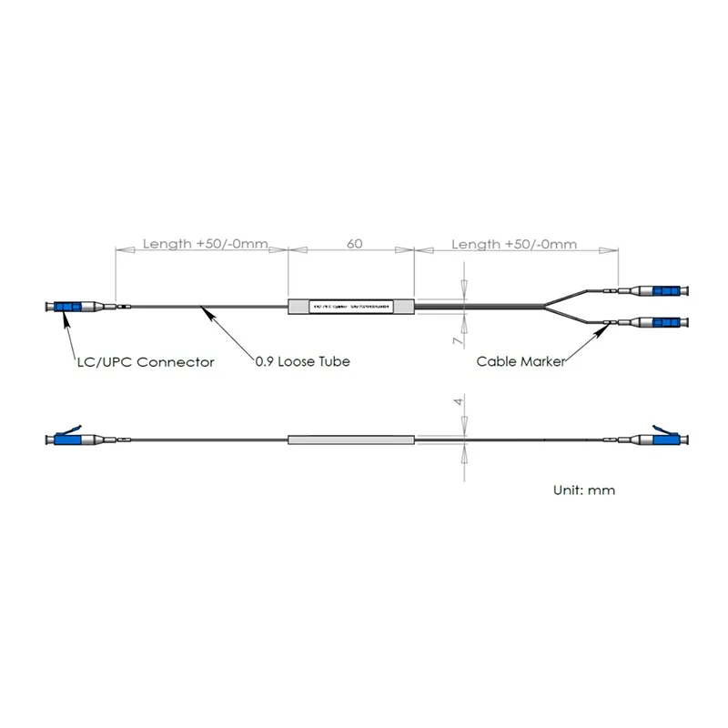 1*2 PLC Splitter مع موصل LC/UPC