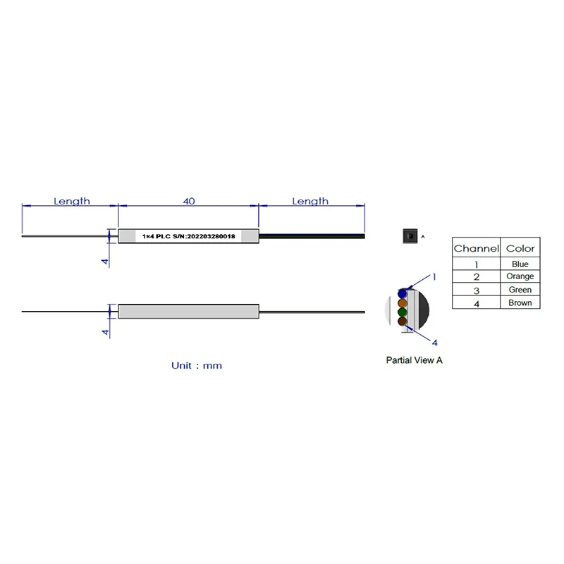 1*4 1*8 PLC Splitter (نوع الألياف العارية)